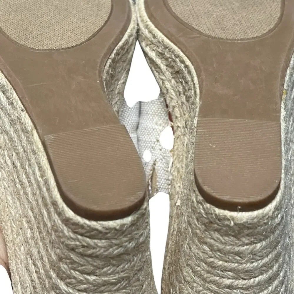 Sugar Hundreds‎ Wedge Sandal 11 Beige Linen Slip On Bow Espadrille Coconut Girl